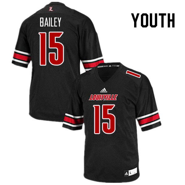 Youth #15 Harrison Bailey Louisville Cardinals College Football Jerseys Stitched Sale-Black
